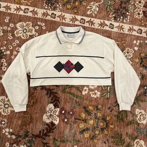 Vintage Cropped White Long Sleeve Top